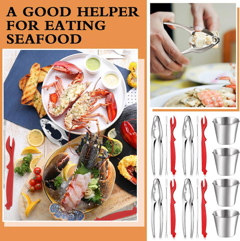62 Set Set 1.7 oz Mepase Pcs Seafood Tools Nut Cracker Crab Crackers, Crab Forks/picks, Lobster Shellers, Dipping Sauce