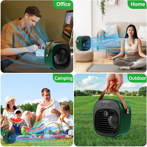Portable Air Conditioner, 5200mAh Rechargeable Personal Air Cooler with 3 Speeds, Quiet Mini Fan for Home, Bedroom,