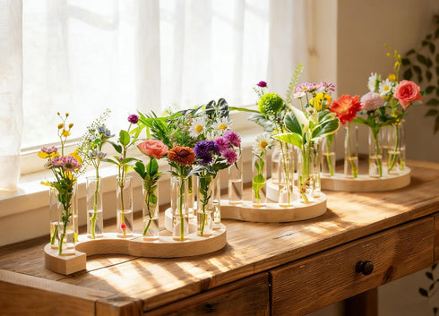Melphoe Glass Bud Vases Small Flower Vase for Centerpieces Wedding Table Decorations, Home Decor, Propagation Station