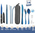 Portable Reusable Travel Utensils Silverware with Case,Travel Camping Cutlery set,Chopsticks and Straw, Flatware Cutlery Set with Case, Stainless steel Travel Utensil set Top (Blue) by Hommaly