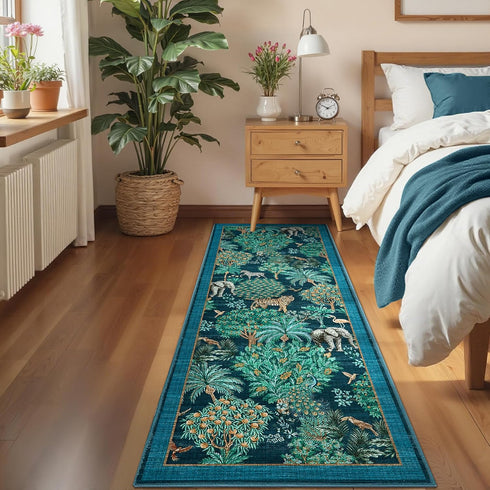 2.5x8 GarveeHome Jungle Rug Kitchen Runner Rug Non Slip Washable Runners for Hallways, Animal Print Runner Rugs