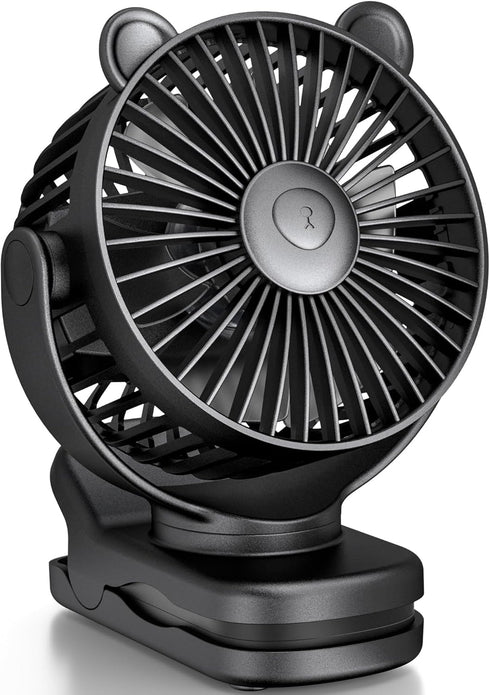Portable Clip on Fan, Small Desk Fan Battery Operated, 360° Rotation, Cute Design, 3 Speed Mini Table Fan USB