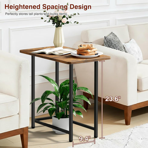 MISSLO Narrow End Table Living Room with Large Tabletop, Sofa Couch Side Table Bedroom Slim Nightstand for Small Space