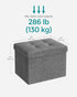 12.2 16.1 12.2 Inches, 286 lb ULSF102G01 SONGMICS Mazie Collection - Small Folding Storage Ottoman, Foot Rest Stool, x