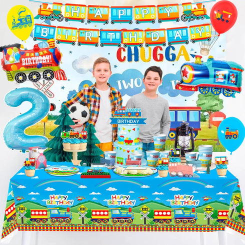 Generic 16 Set Chugga Chugga Two Two Party Decorations, Guests Train Party Tableware Decorations Including
