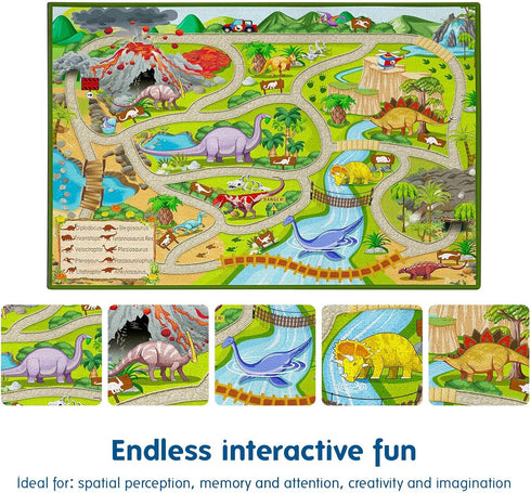 Interactive Dinosaur Play Rug for Kids - Non-Slip Learning Carpet