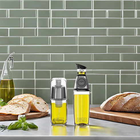 17 Oz. 6 Oz. Set DWLLZA KITCHEN Olive Oil Dispenser Bottle For Kitchen & Sprayer For Cooking - Glass Cooking Oil/Syrup