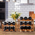 Wine Rack: 6 Bottle 2-Tier Wood Storage, Easy-Assembly Space-Saving Kitchen Organizer for Home and Bar