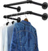 OROPY Industrial Pipe Clothes Rack, Set of 2 Heavy Duty Wall Mounted Black Iron Garment Bar
