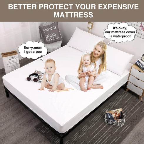 18" Mecerock Mattress Protector, Breathable and Soft Waterproof Mattress Protector, Mattress Cover, Fitted to Deep