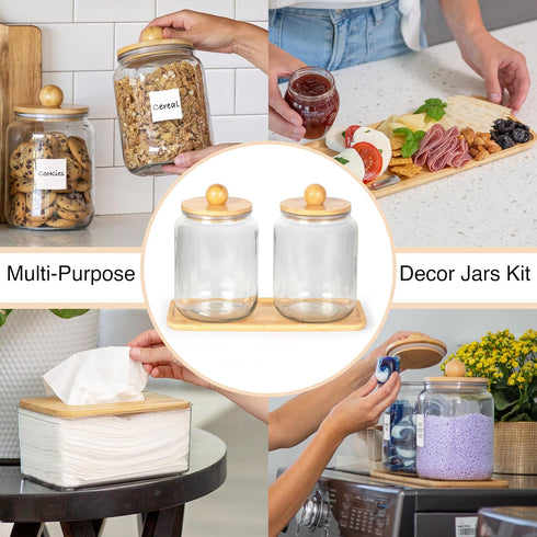 ELECNEST Glass Laundry Jars with Airtight Lids - Kitchen & Laundry Room Organization Containers with Dryer Sheet