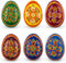 BestPysanky Set of 6 Folk Art Patterns Wooden Ukrainian Easter Eggs 2.5