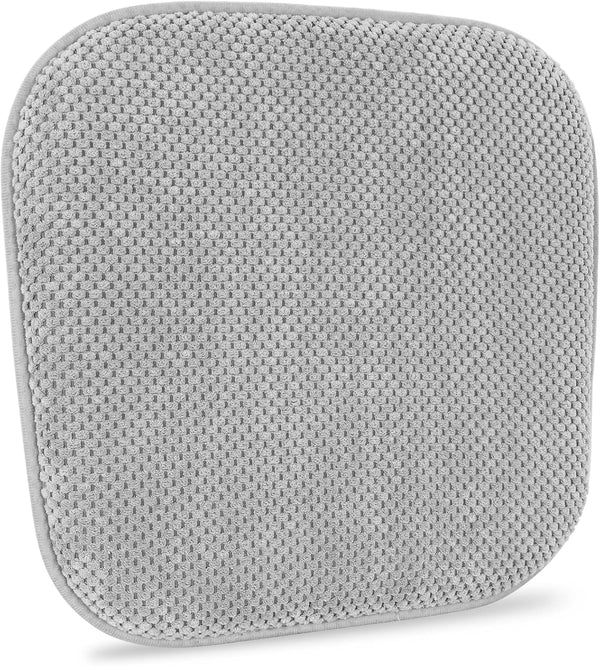 Silver Grey Kitchen Chair Cushions, Non Slip Foam Office Seat Cushions, Washable Soft Thick Pads (17" x 16")