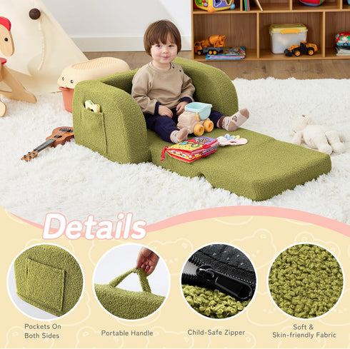 2-in-1 1-3 Toddler Couch, Toddler Chairs Comfy Years Old, Toddler Chair for Girls and Boys, Kids Couch Bed Fold Out