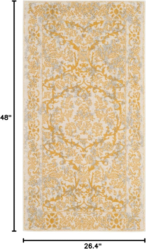 SAFAVIEH Evoke Collection Accent Rug - 2'2" x 4', Ivory & Gold, Shabby Chic Design, Easy Care