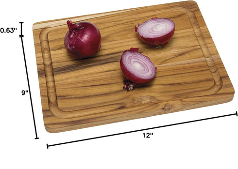 Lipper International 7215 Teak Wood Edge Grain Kitchen Cutting and Serving Board, Small, 12" x 9"