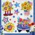 Mfault 4th of July Patriotic Window Clings, 4 Sheets America USA Sunflower Blue Truck Stickers Decal Decorations
