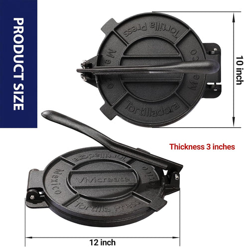 Vivicreate Tortilla Press, Dough Maker, Flour Tortilla Press, Quesadilla Maker, 10 Inch Tortilla Press