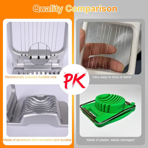 Egg Slicer for Hard Boiled Eggs Egg Cutter Strawberry Slicer Heavy Duty Aluminium Tomato Slicer Stainless Steel Wire