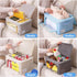 Clothes Storage Bins Box - Foldable Stackable Linen Fabric Organizer Set with Clear Window & Carry Handles - 2 Pack for