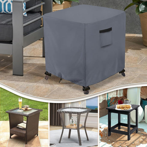 Square,600D 32" 32" 18" Waterproof Outdoor Ottoman Cover Heavy Duty Patio Small Side Table Cover,Patio Furniture Covers