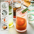 Set 16 Oz Set (6Pcs) KEMORELA Ribbed Glassware of, Origami Style XL Drinking Glasses with Straws, Vintage Glassware