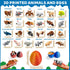 24 3D 1.5-2 Inch Pcs Mini Printed Animals in Sparkle Eggs - Articulated Animal Figurines with Multicolor Gradient