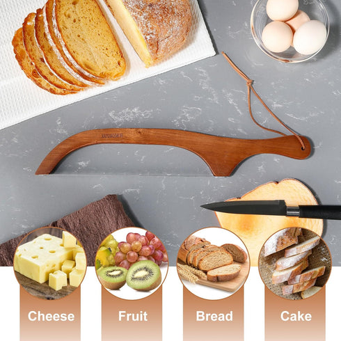 Bread Knife for Homemade Bread, 15.7" Serrated Knife for Sourdough, Baguettes, and More, Acacia