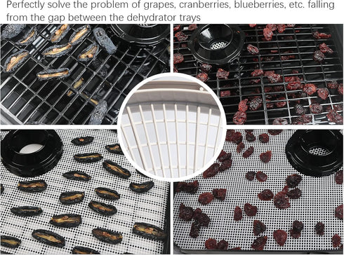 Mesh Dehydrator Sheets for COSORI, 10pcs Silicone Drying Sheets, 12x13 inch, Compatible with Chefman