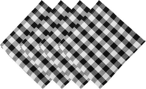 Buffalo Check Napkins, Black and White Cloth Napkins for Thanksgiving, Christmas Decorations, Farmhouse Decor Dinner