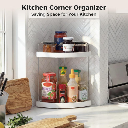 2-Tier Countertop Counter Vtopmart Bathroom Organizer, Vanity Dresser Tray Shelf for Skincare, Perfume, Makeup, Silver