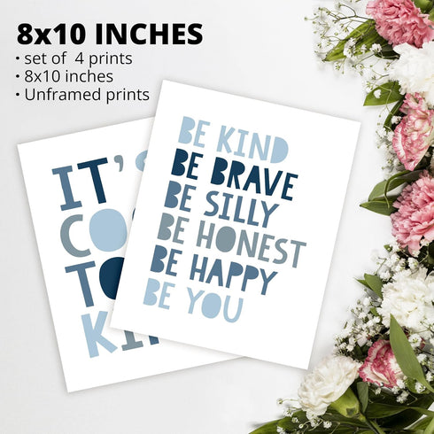 4pcs 8x10 Inches Brothers Make The Best Friends Boys Rules Affirmations Poster Prints for Home Boys Room Playroom