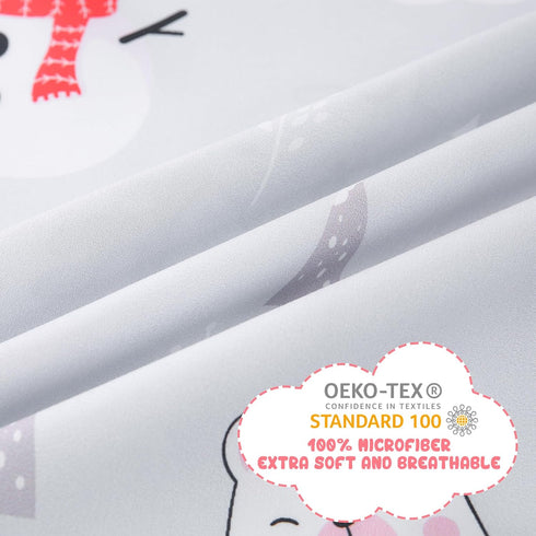 Set Sets 4 Yibeizi Kids Christmas Sheets Full Size, Light Grey Bear Snowmen Printed Sheet for Boys Girls, Cute