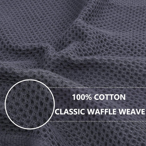 Homaxy 100% Cotton Kitchen Towels and Dishcloths Set, 12 x 12 Inches and 13 x 28 Inches, Set of 8 Bulk Kitchen Towels Set, Ultra Soft Absorbent Dish Towels for Washing Dishes, Dark Grey by Homaxy