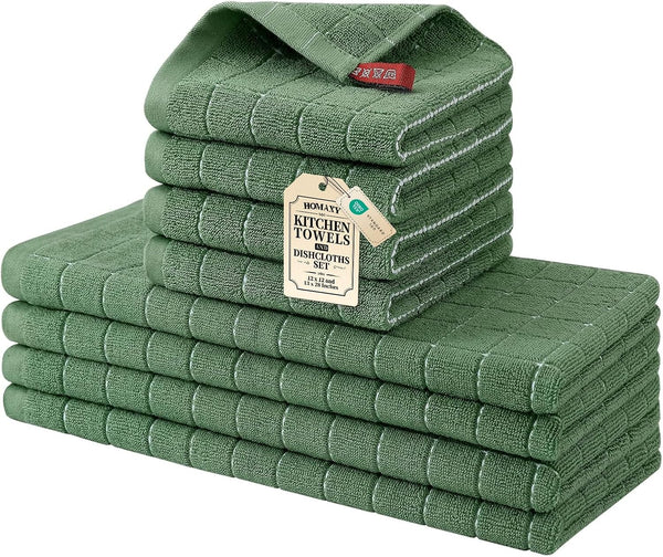 Homaxy Kitchen Towels and Dishcloths Set, 12 x 12 and 13 x