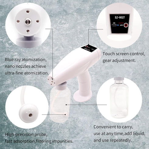 3T GROUP 8.45 OZ Portable Nano Atomizer Sprayer Alcohol Barber Spray Gun,Electric Spray Bottle Gun,Cordless Steam