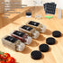 36Pcs Labels4oz (36, Spice Jars Containers with Black Seasoning Bottles with Shaker Lids for Rack, Cabinet