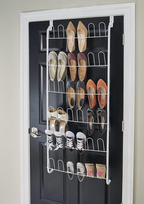 ClosetMaid 8040 18-Pair 5-Inch 58-Inch 22.63-Inch Over The Door Shoe Rack, D x H x W, White