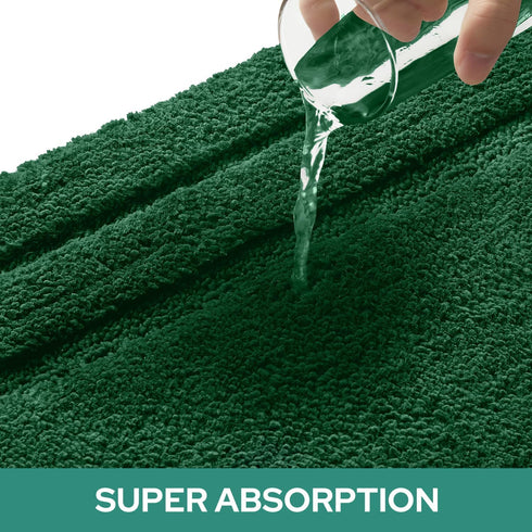 HOMEIDEAS 2 Piece Bathroom Rugs Set, Super Soft Non Slip Microfiber U-Shaped Toilet Bath Mat (Dark Green)