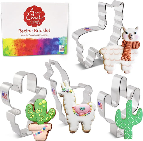 Ann Clark Cookie Cutters Llama and Cactus, 4-Pc Set Made in USA