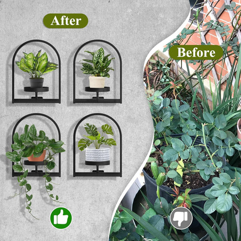3 Pack PEKGRIL Wall Plant Holders, Metal Window Planters Shelves, Indoor Plants Stands, Wall Decor Planter Hanging