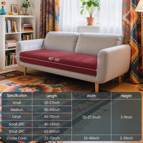 Hokway Stretch Cushion Covers for Sofa Seat - Christmas Wine Red Cushion Protector (Medium)