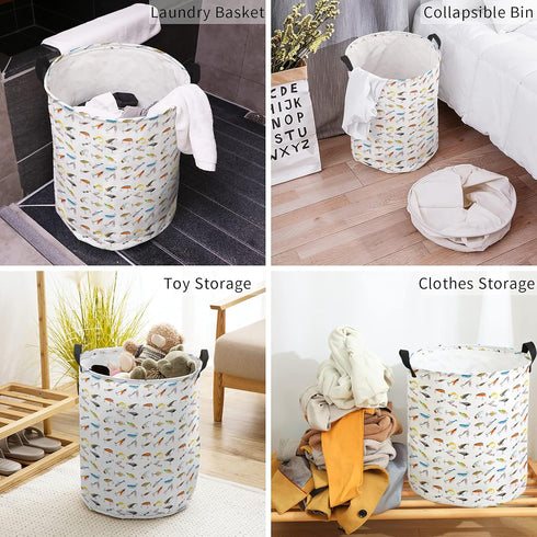 LiDU 17-inch Laundry Hamper Foldable Laundry Basket, Seaside Fishing Waterproof Clothes Hamper for Bathroom Bedroom