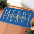 ONWAY Merry Christmas Doormat 17.5 x 29 Inch Blue Gold Low-Profile Indoor/Outdoor Seasonal Floor Rug