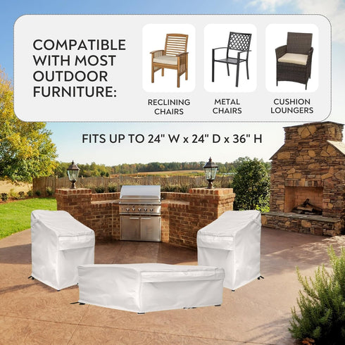 24D 24W 36H 800D 24x24x36 armless 24 24 36 inches x x UV-proof Waterproof Furniture Patio Cover white cream breathable
