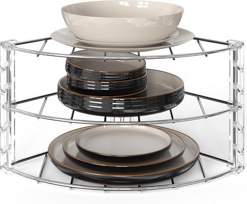 3-Tier Counter Deco Brothers and Cabinet Corner Shelf Organizer, Chrome