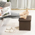 B FSOBEIIALEO Storage Ottoman Cube, Folding Toy Chest Footrest for Living Room Seat (12.6"X12.6"X12.6", Linen Brown)