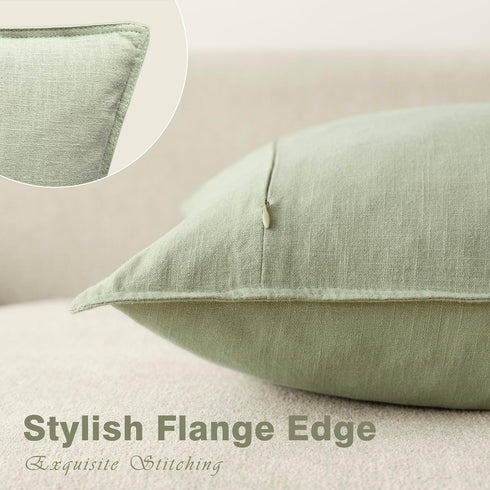 Pack 2, 16 16 Inch Foindtower of Decorative Linen Solid Throw Pillow Covers Soft Accent Cushion Case Boho Farmhouse