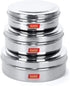 Sumeet Stainless Steel Chocolate Flat Slim Canisters - Puri Dabba/Storage Containers Set of 3Pcs Medium Set