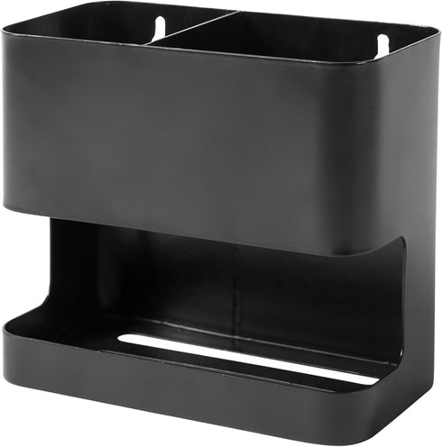 MyGift Black Metal Wall Mount Hair Tools Holder with 2 Slots, Salon Hair Styling Accessories Organizer Rack for Blow